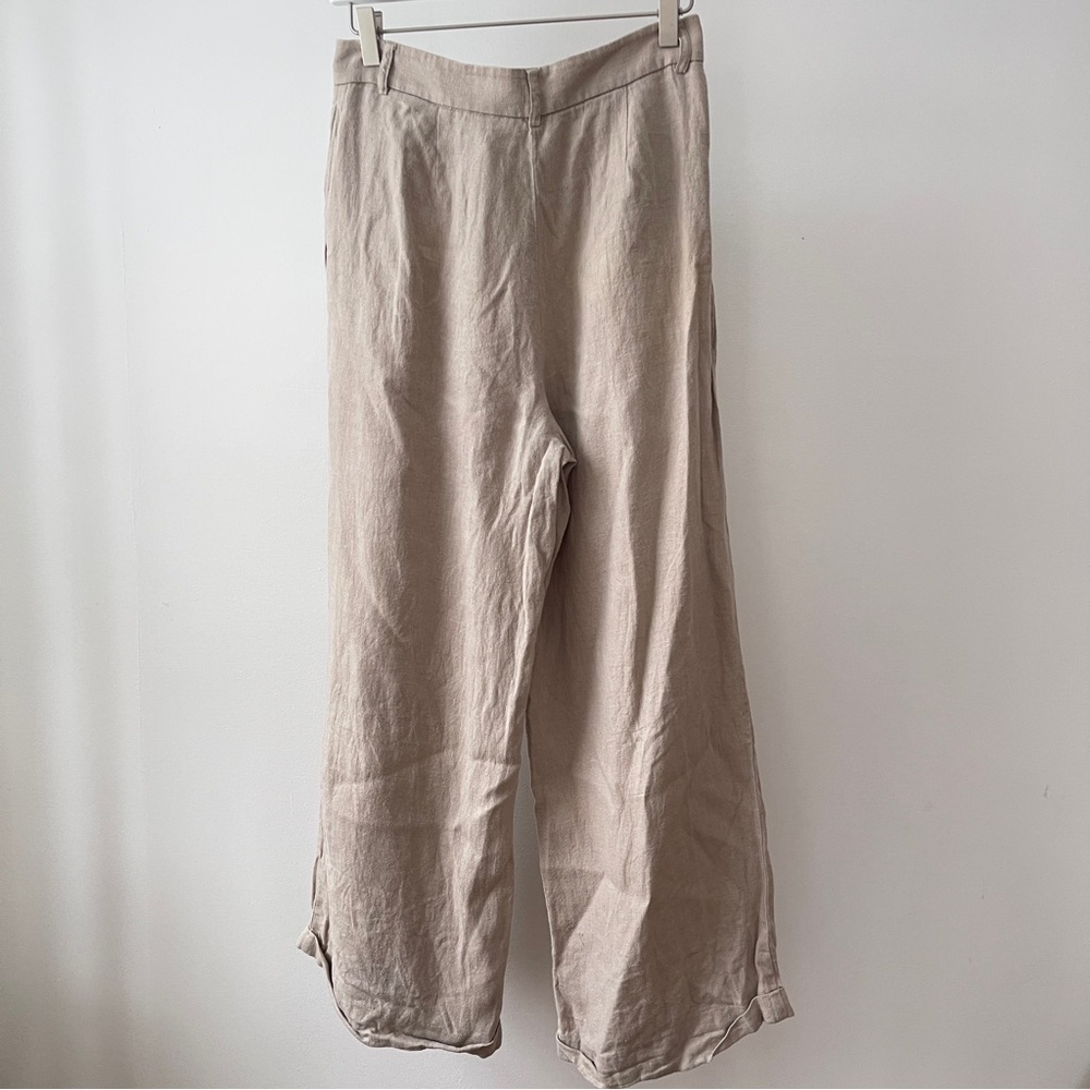 Free People wife leg linen Cream Tan Pants Size 0 - Picture 4 of 5